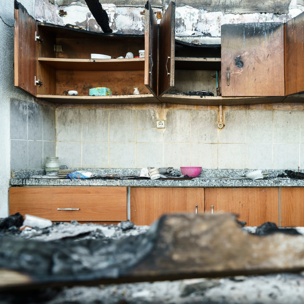 Fire damage restoration in Las Vegas Nevada by Trademark Restoration Services cleaning and repairing a family home interior after smoke damage